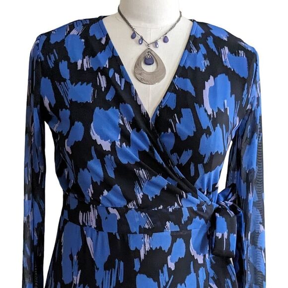 C WONDER by Christian Soriano Mesh ruffle hem dress Blue/Black Sz XLP NWT in pkg - Picture 3 of 10